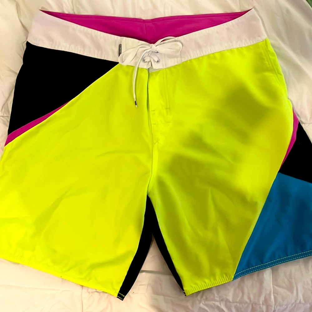 NWOT never worn 90s vintage neon quicksilver board shorts